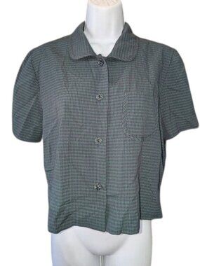 *3 FOR $9* Sag Harbor Dress Petite Cropped Button Down Collared Top Blouse Shirt